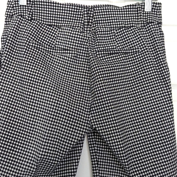 Jules & Leopold Black and White Checkered Ankle Pants with Floral Embroidery - Picture 4 of 5